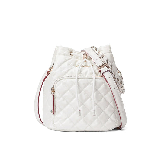 CROSBY DRAWSTRING BUCKET BAG - Pearl Metallic