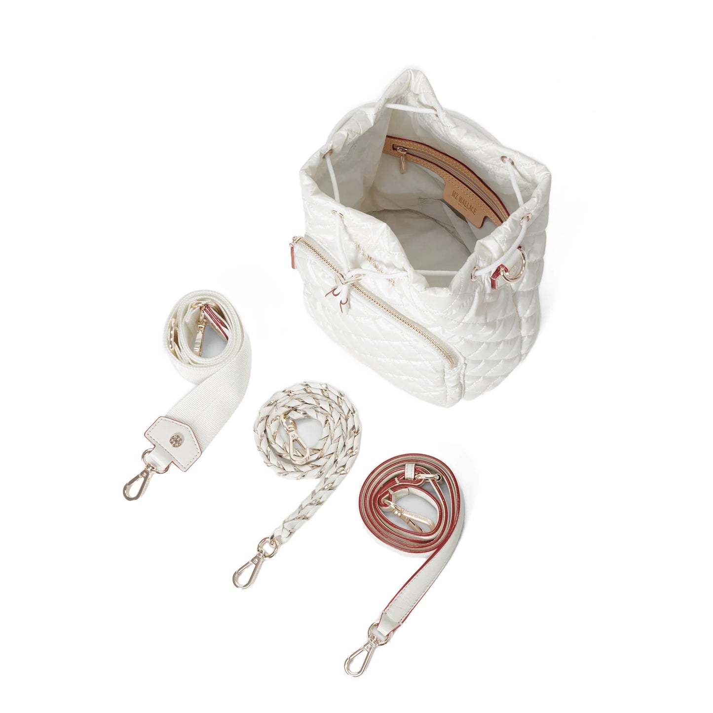 CROSBY DRAWSTRING BUCKET BAG - Pearl Metallic