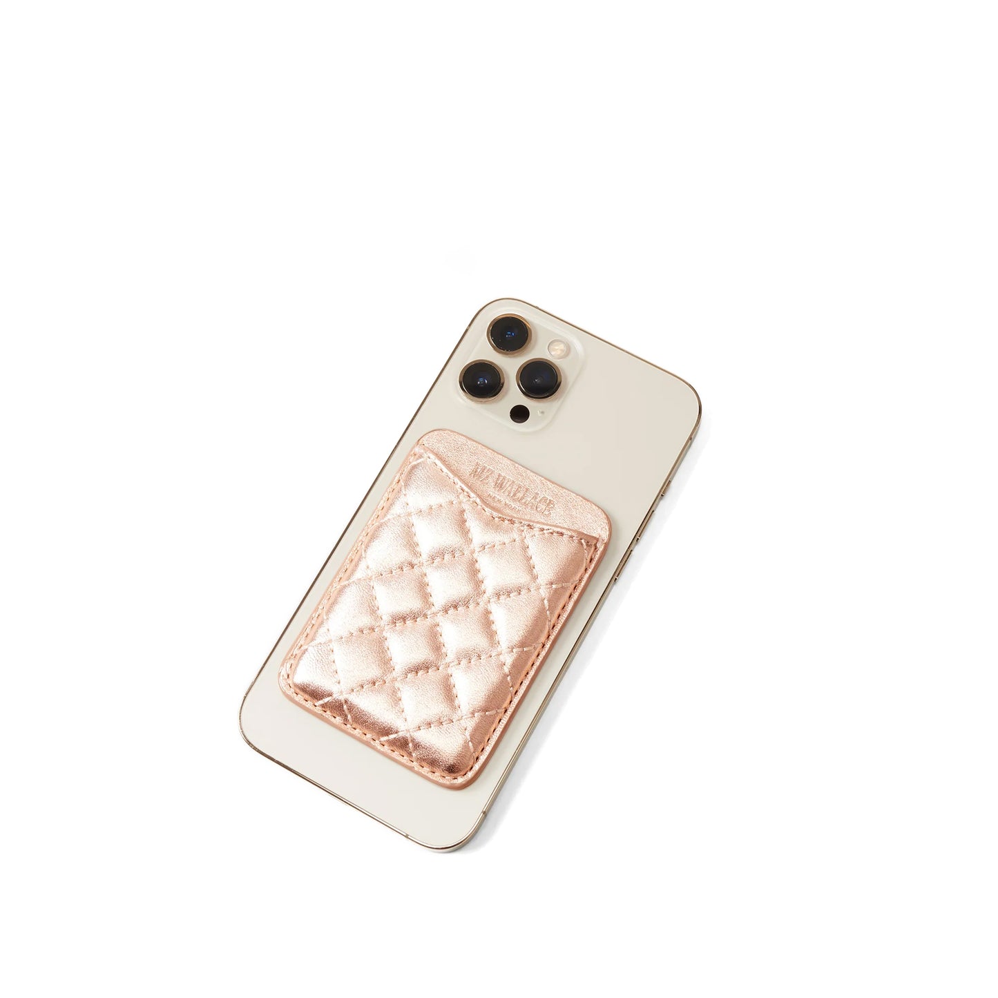 Phone Card Case - Rose Gold Metallic Leather