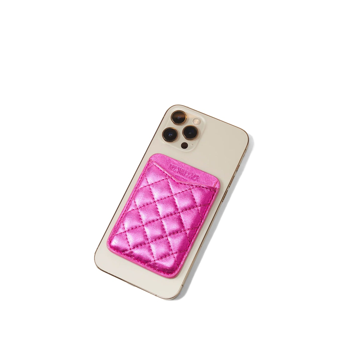 Phone Card Case - Hot Pink Metallic Leather