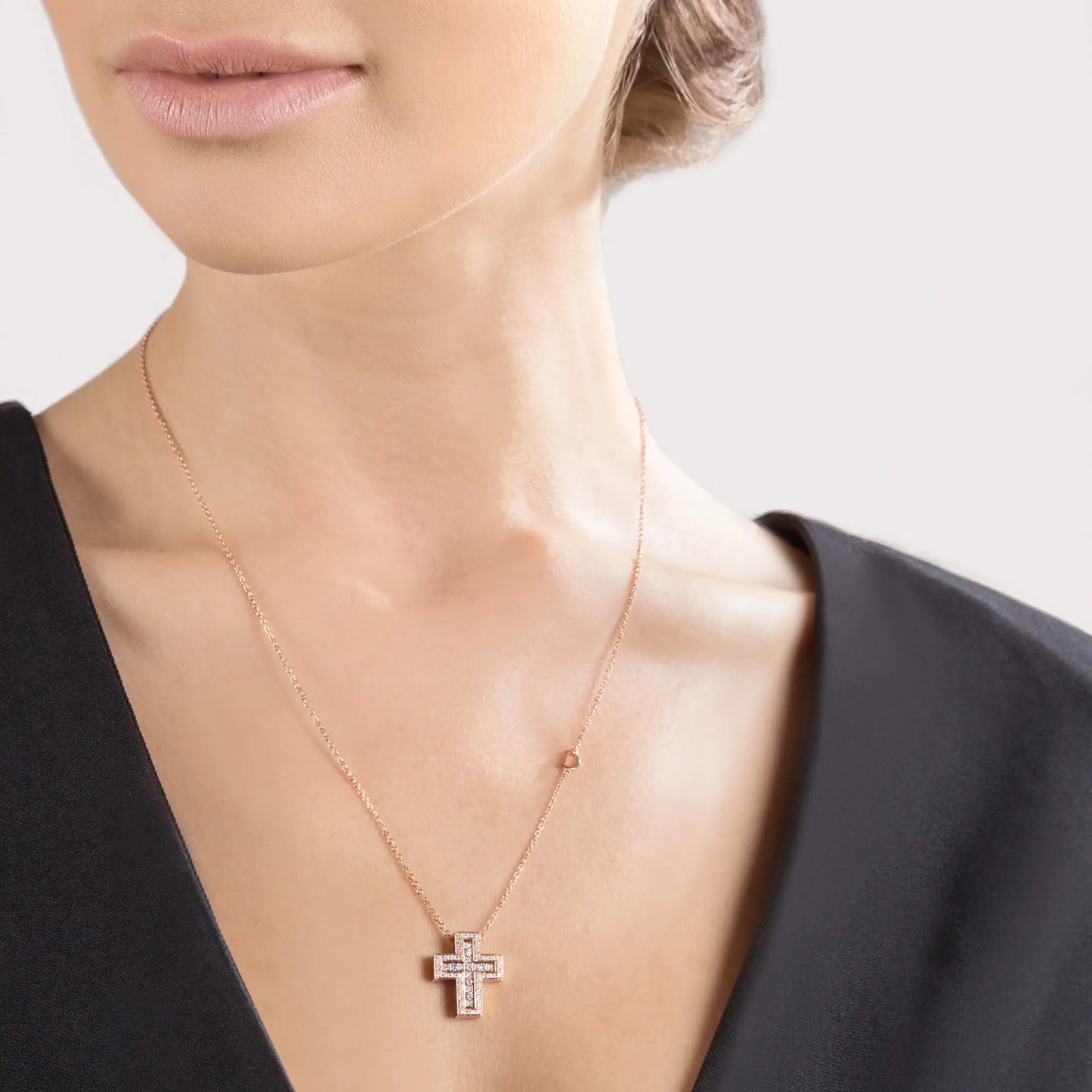 BELLE ÉPOQUE Pink gold and diamonds necklace 19x16 mm 20083492