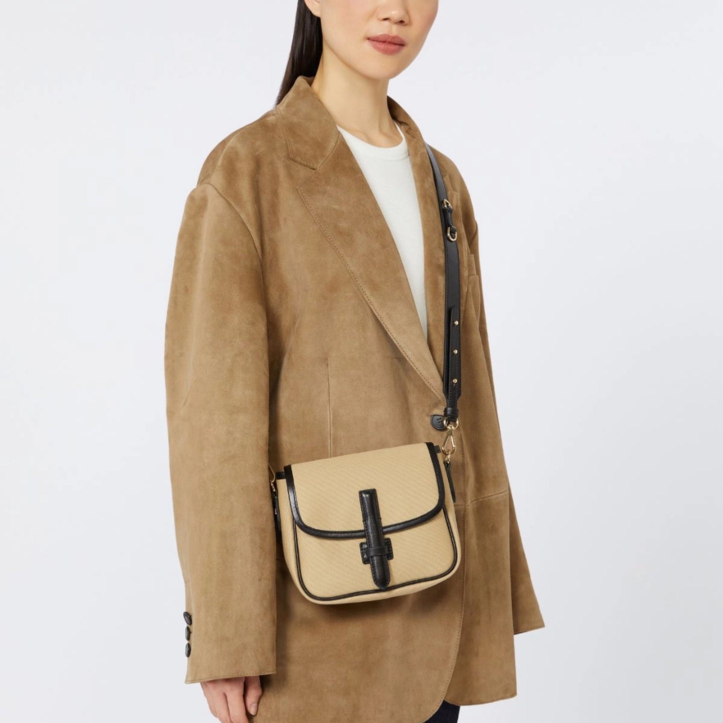 Small canvas crossbody bag - BEIGE