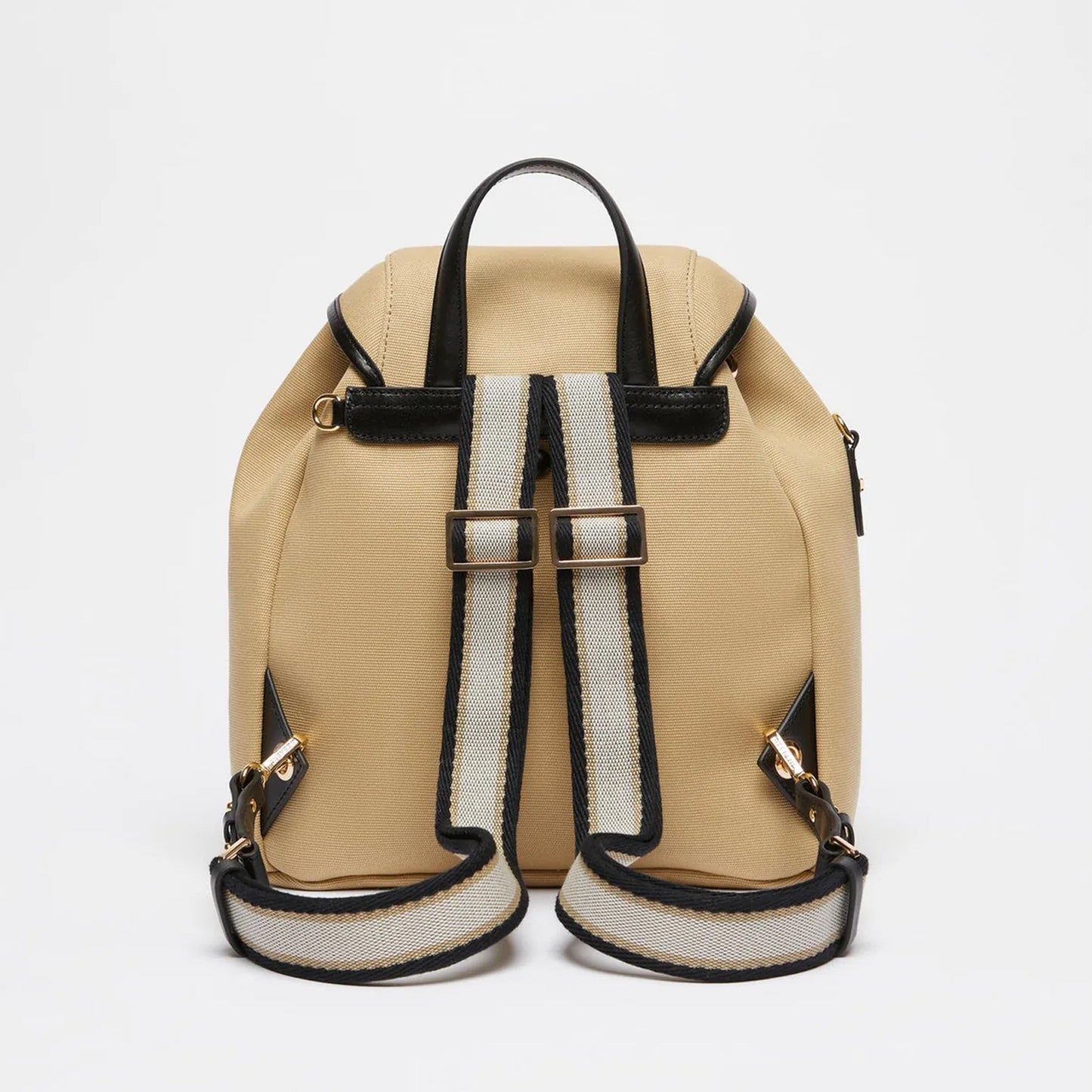 Cotton and leather backpack - BEIGE