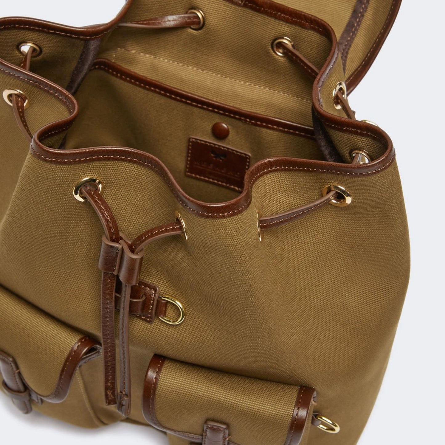 Cotton and leather backpack - BRONZE