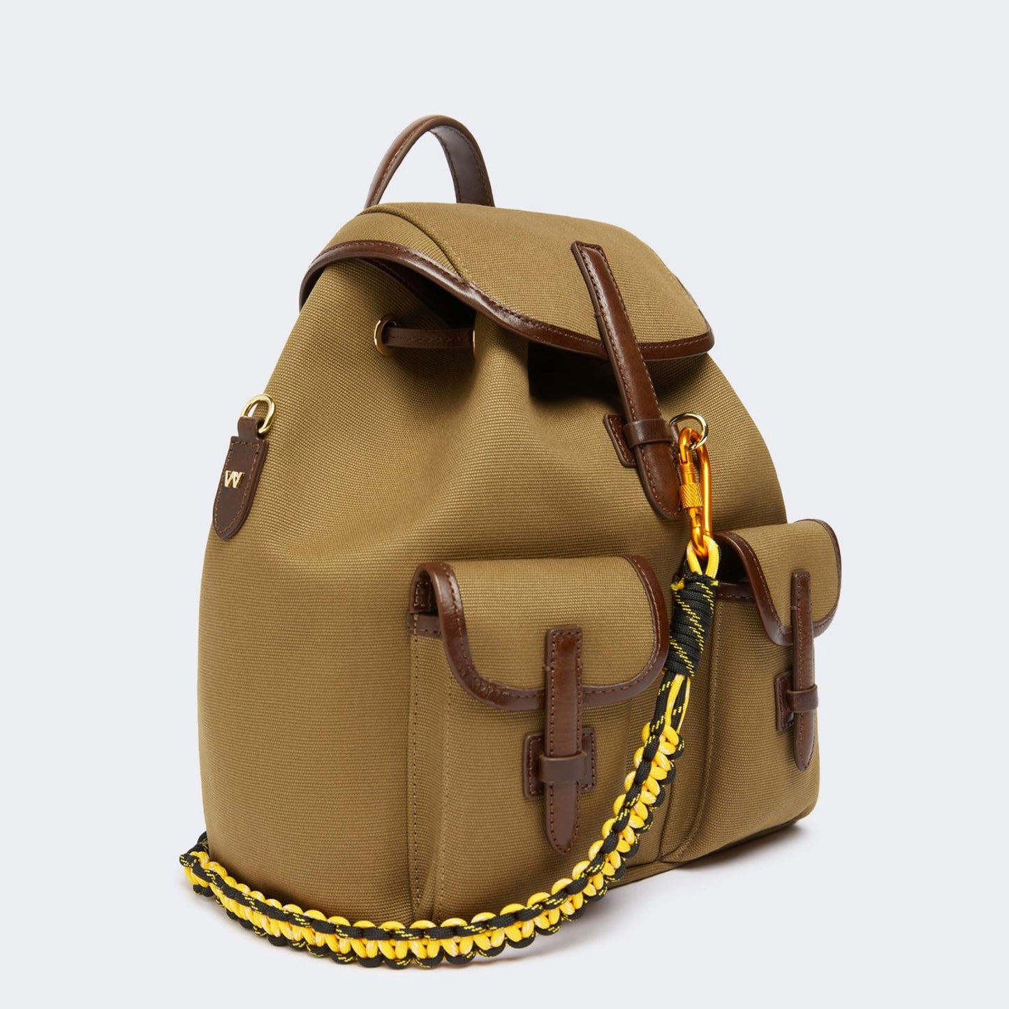 Cotton and leather backpack - BRONZE