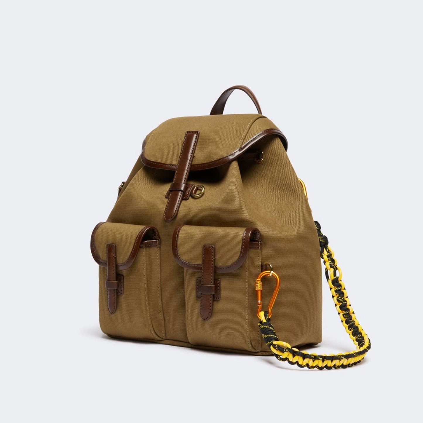 Cotton and leather backpack - BRONZE