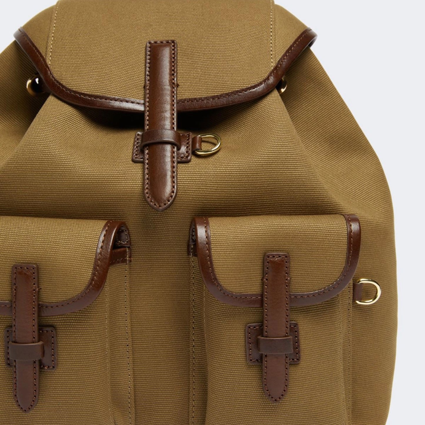 Cotton and leather backpack - BRONZE
