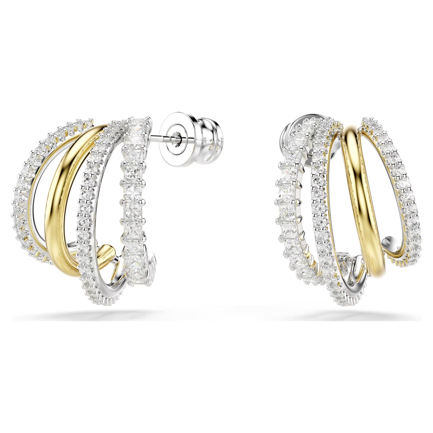 Hyperbola hoop earrings Mixed cuts Mini White Mixed metal finish