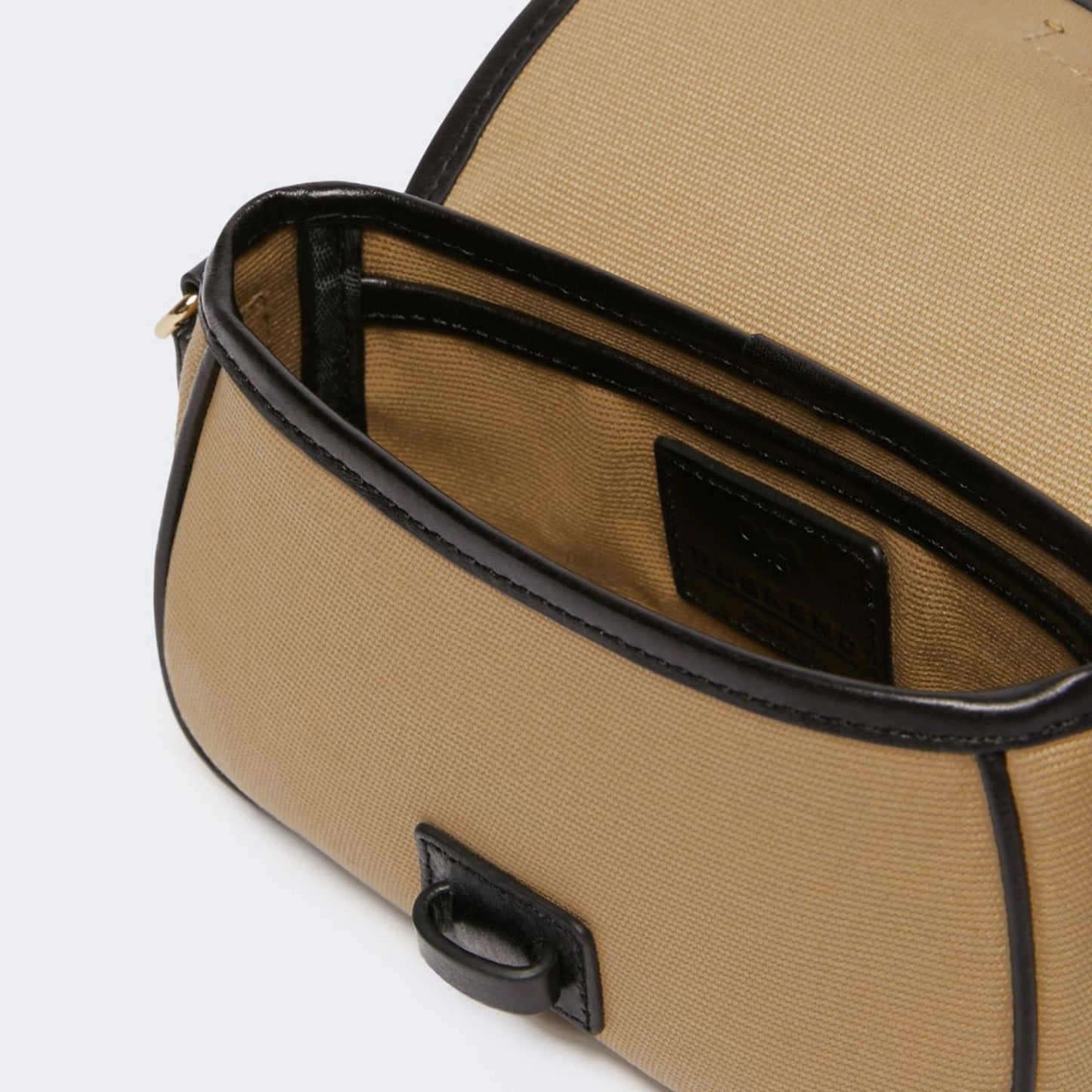 Cotton and leather crossbody bag - BEIGE