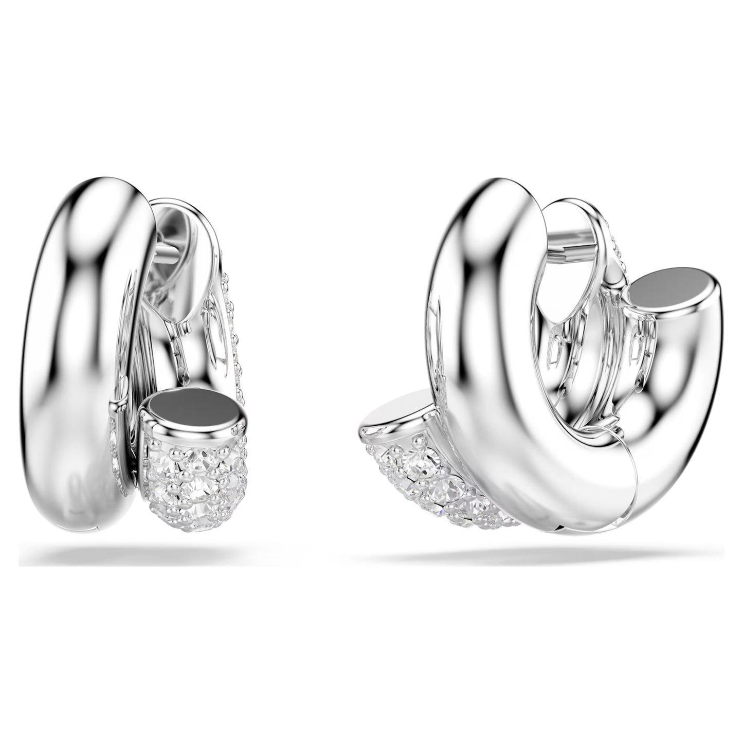 Dextera hoop earrings Round cut Mini White Rhodium plated
