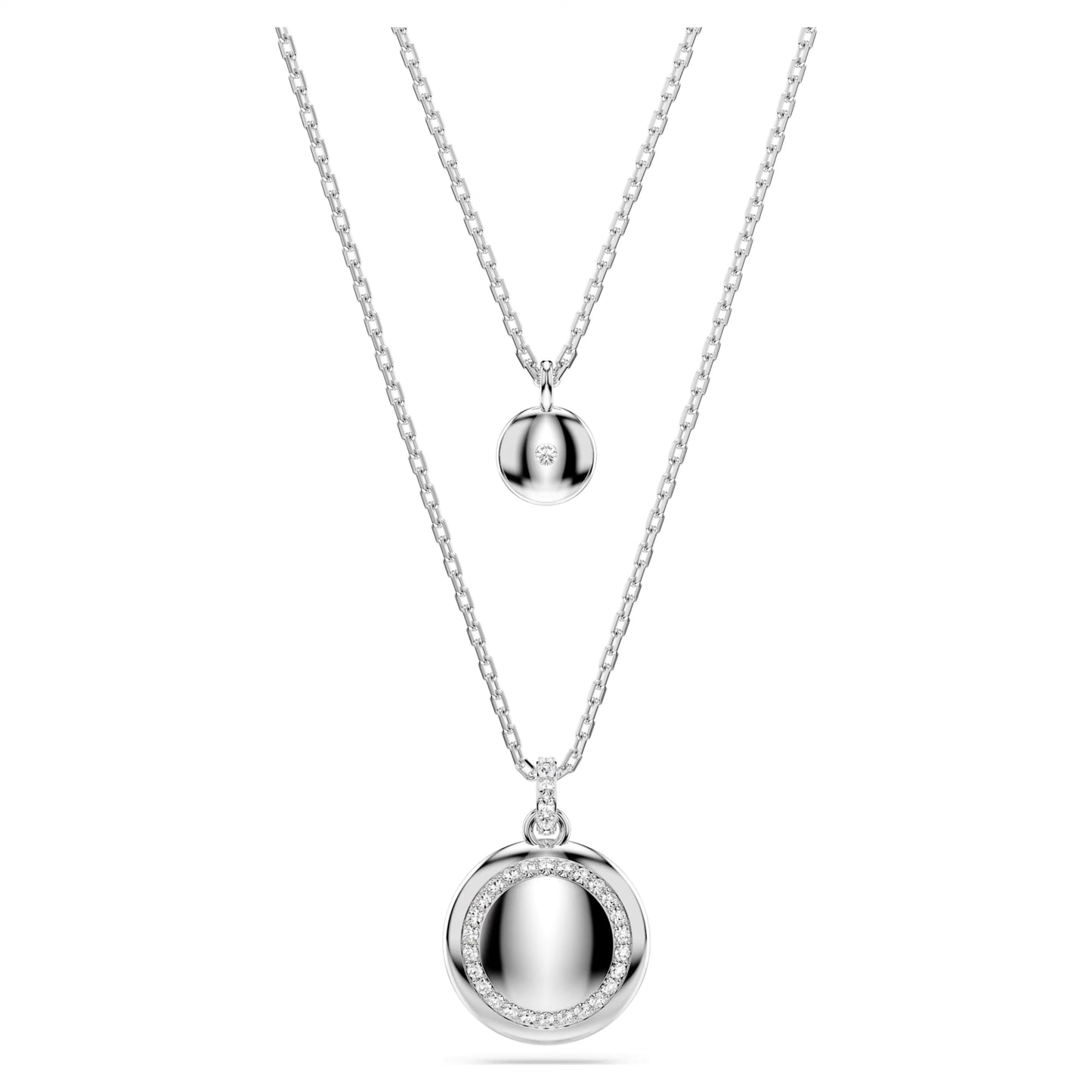 Sublima layered pendant White, Rhodium plated