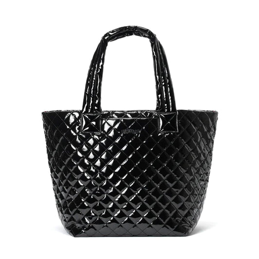 Black Lacquer Medium Metro Tote Deluxe - Cosmos Boutique New Jersey