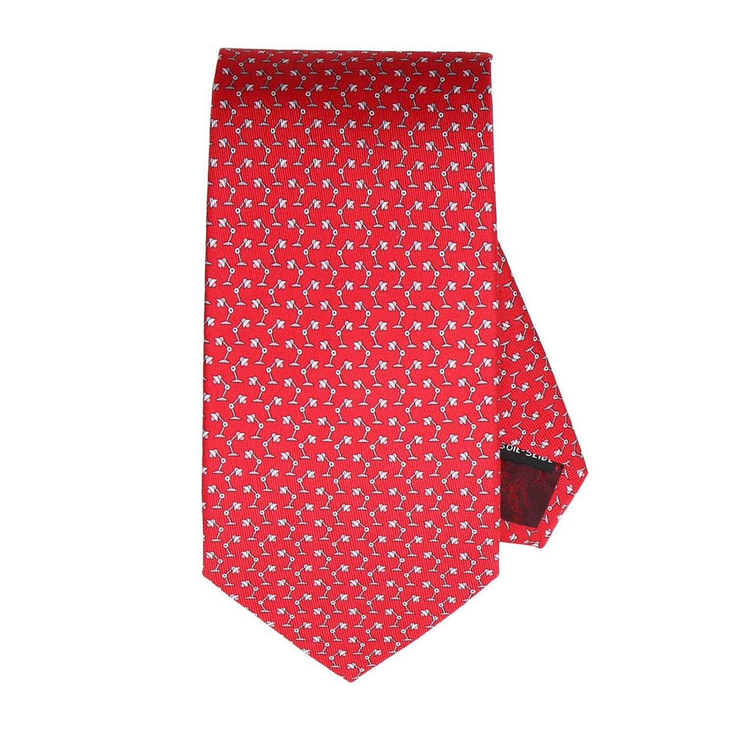 Desk Lamp Print Silk Tie Red - Cosmos Boutique New Jersey