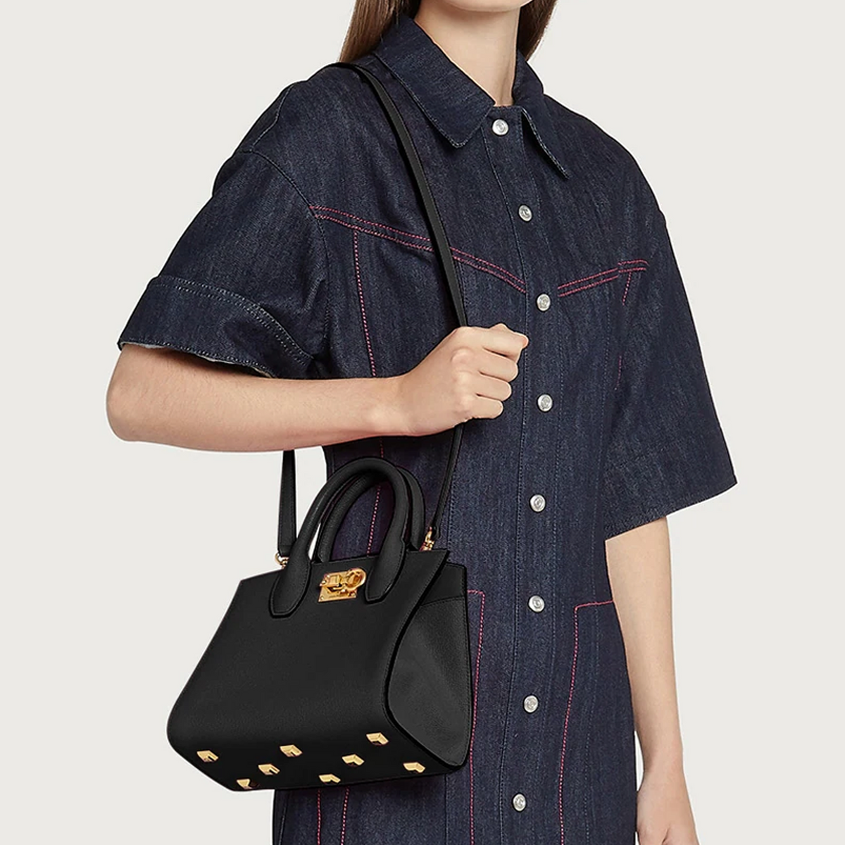 Ferragamo Studio Box bag (S) Black – Cosmos Boutique New Jersey Ferragamo Studio Box bag (S) Black – Cosmos Boutique New Jersey