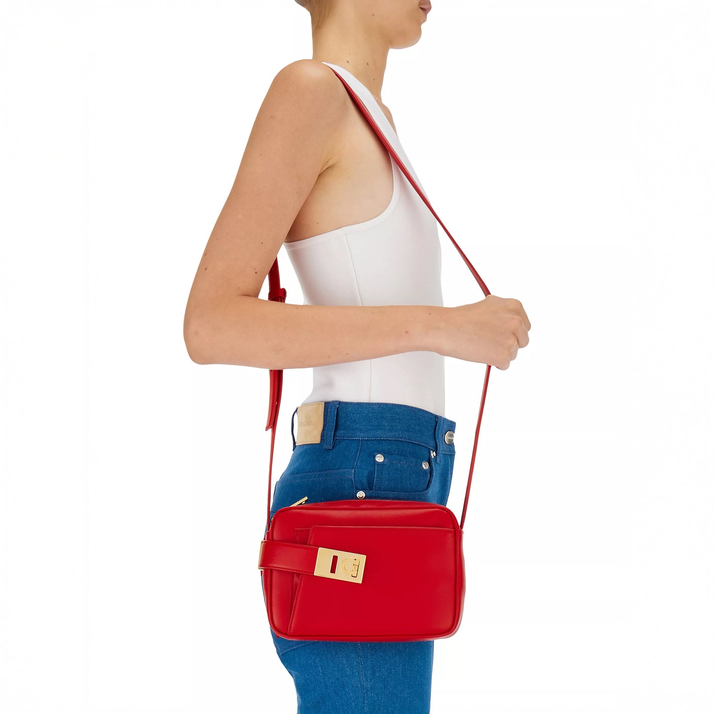 Archive Gancini Camera Crossbody Bag - Flame Red