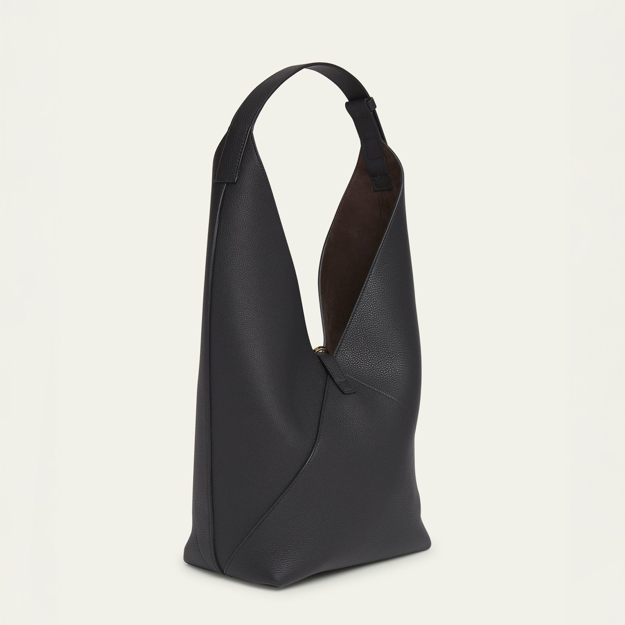 Origami Leather Hobo Bag - Black