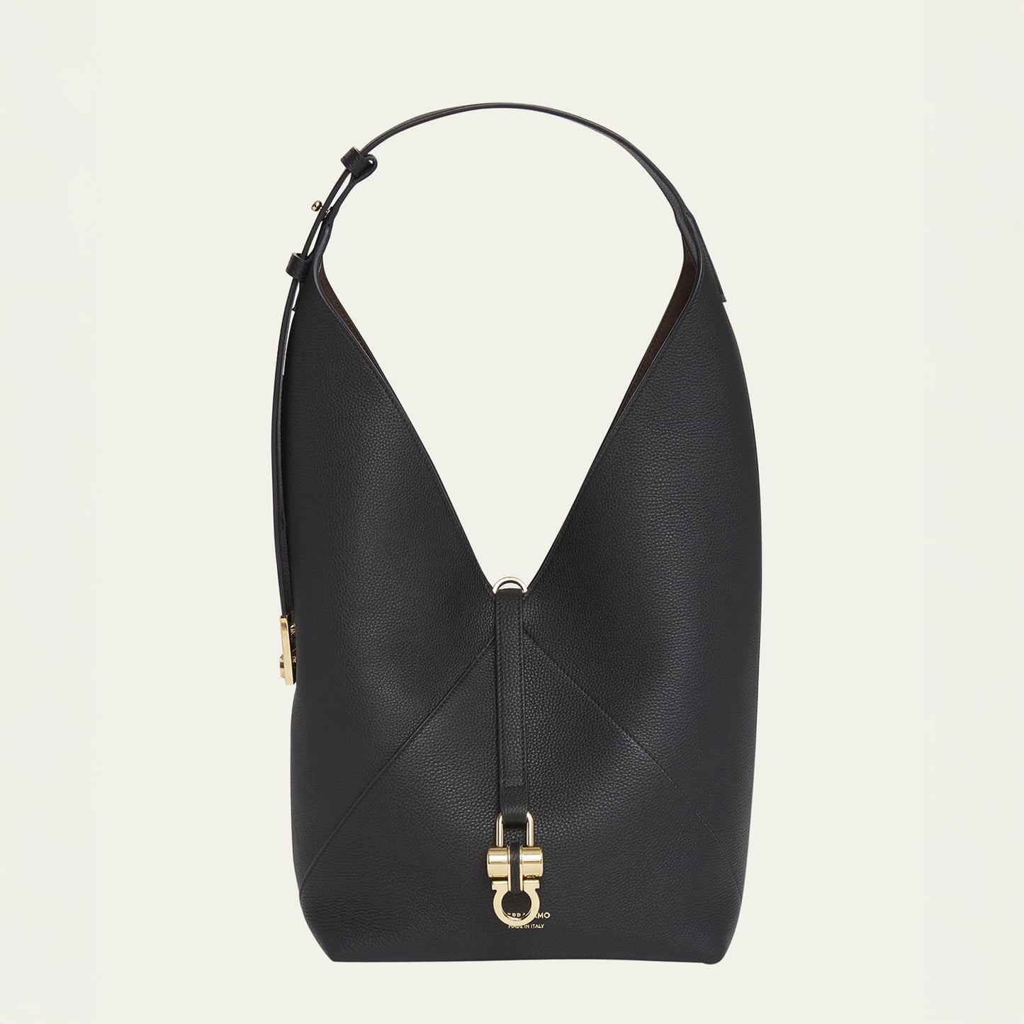Origami Leather Hobo Bag - Black