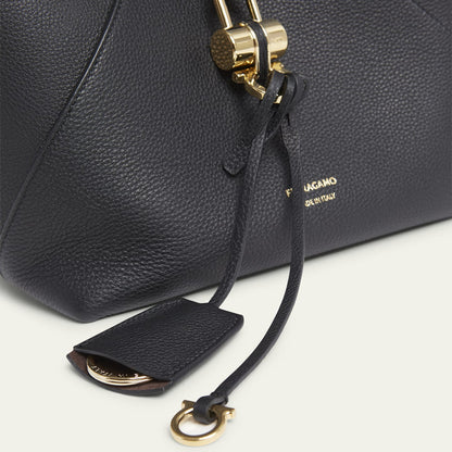 Origami Leather Hobo Bag - Black