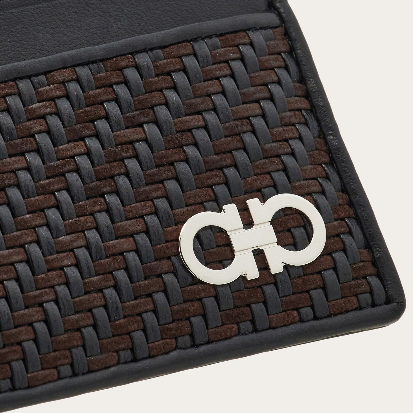 Woven credit card holder - Testa di moro/Black