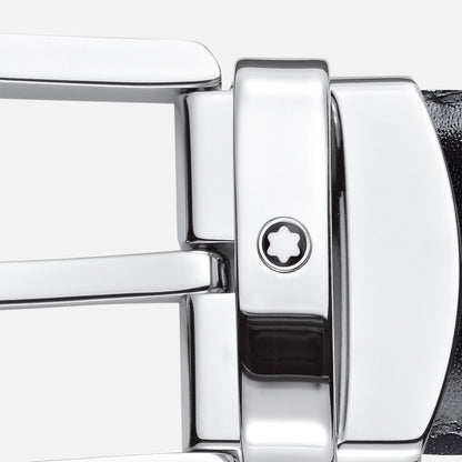 Horseshoe buckle black/brown 30 mm reversible leather belt #128135