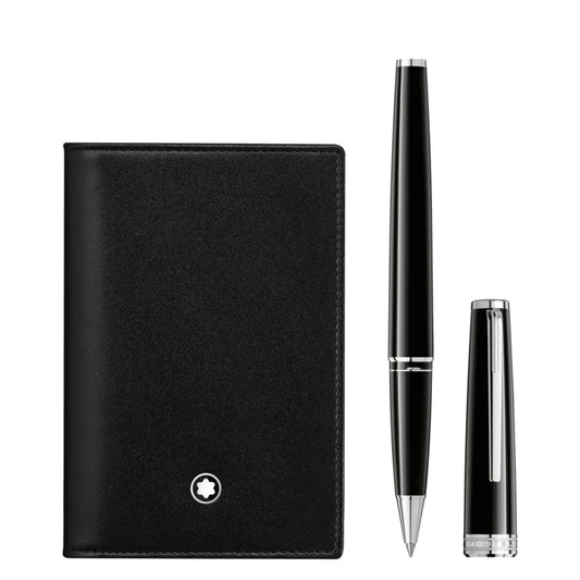 Set with PIX Black Rollerball Black and Meisterstück Business Card Holder Black