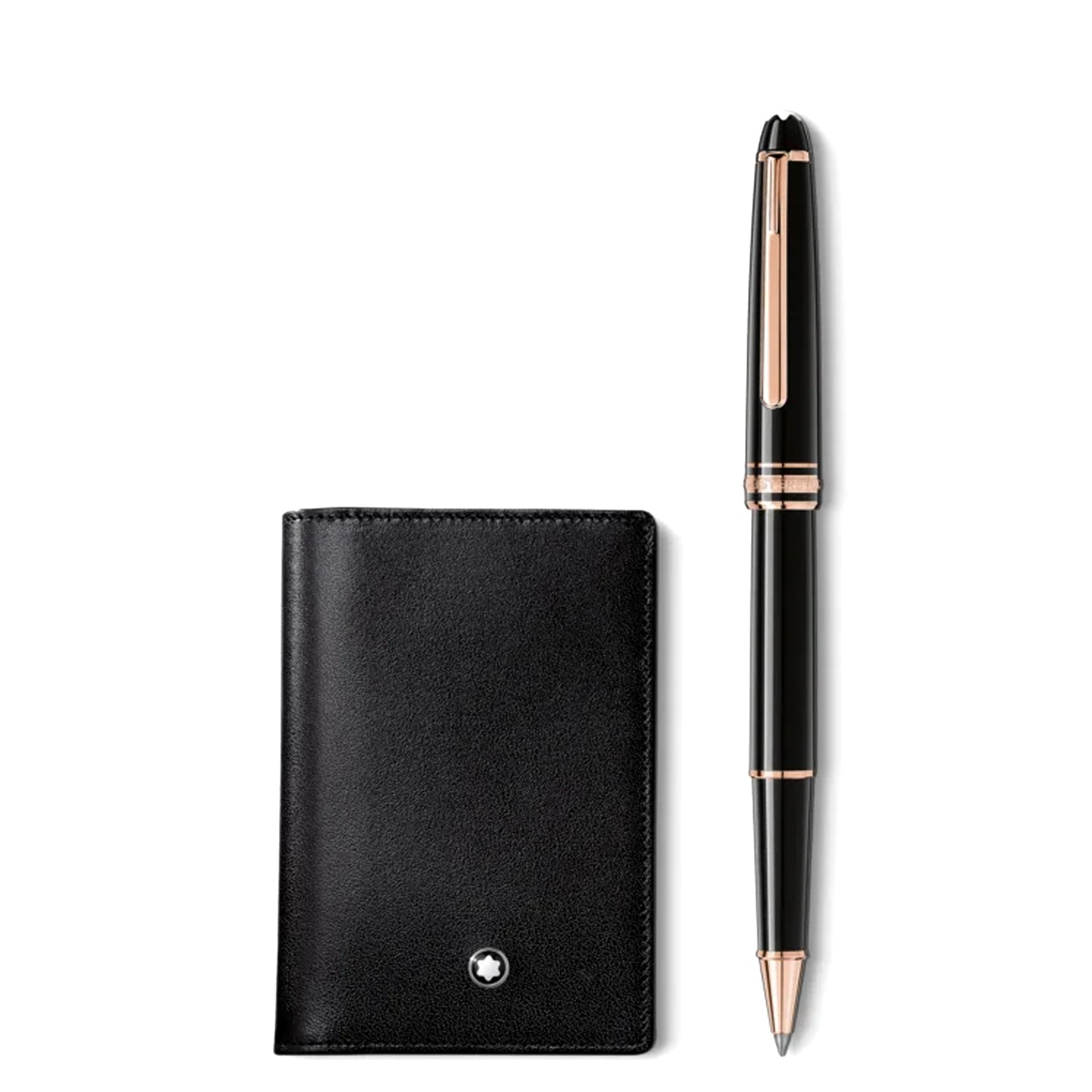 Set with Meisterstück rose gold-coated Classique rollerball and business card holder with gusset