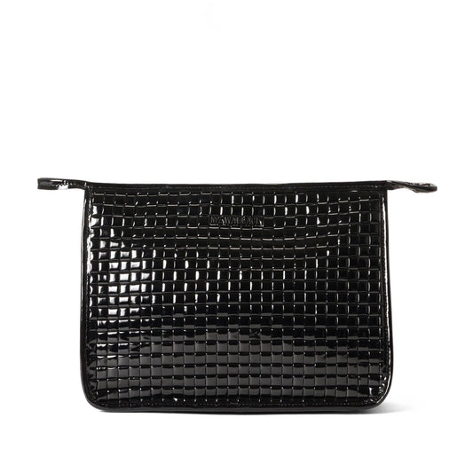 Woven Metro Clutch - Black Lacquer