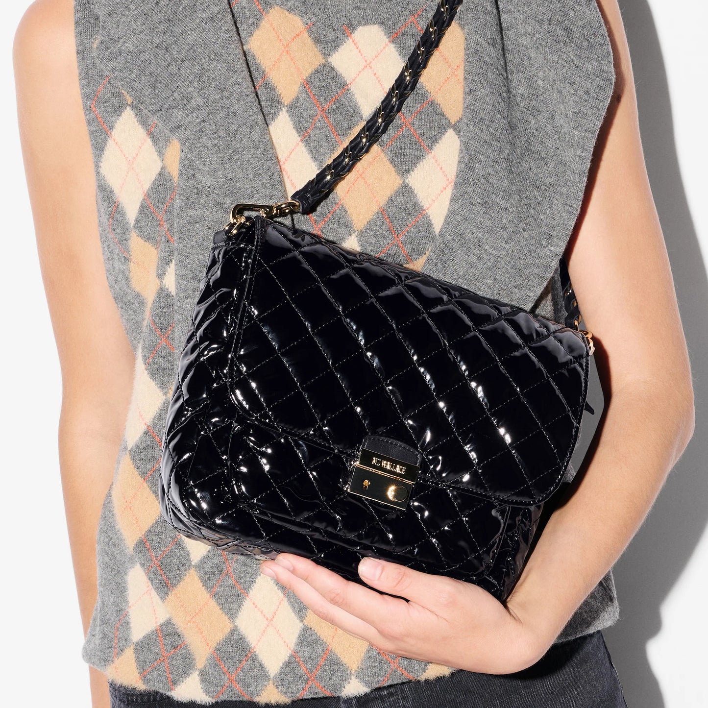 Black Lacquer Medium Crosby Lock Crossbody