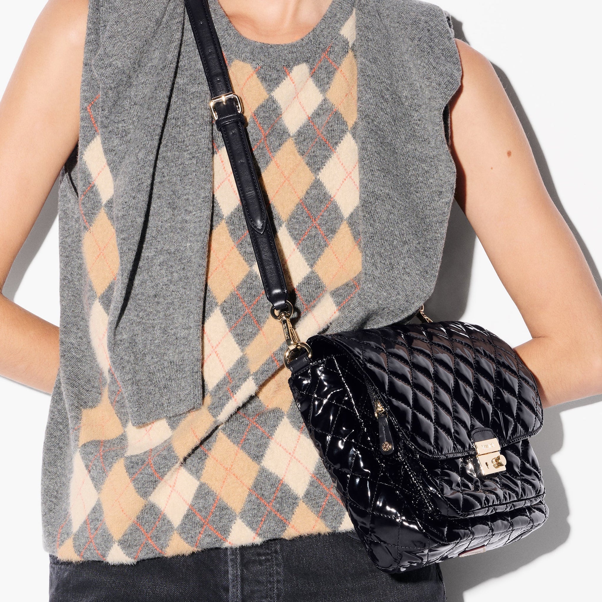 Black Lacquer Medium Crosby Lock Crossbody