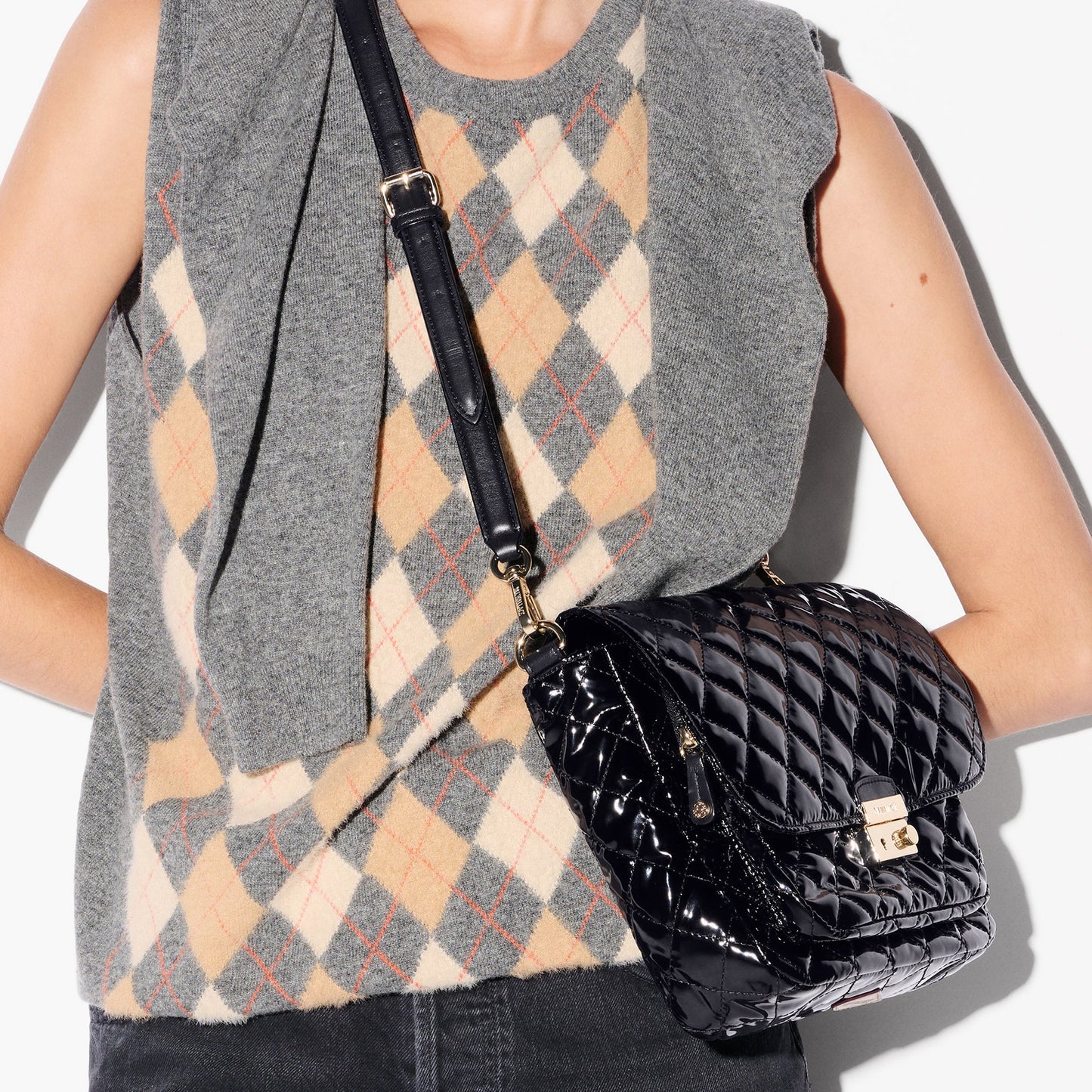 Black Lacquer Medium Crosby Lock Crossbody