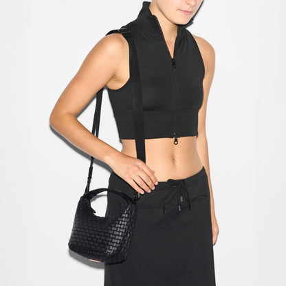 Black Mini Woven Hobo