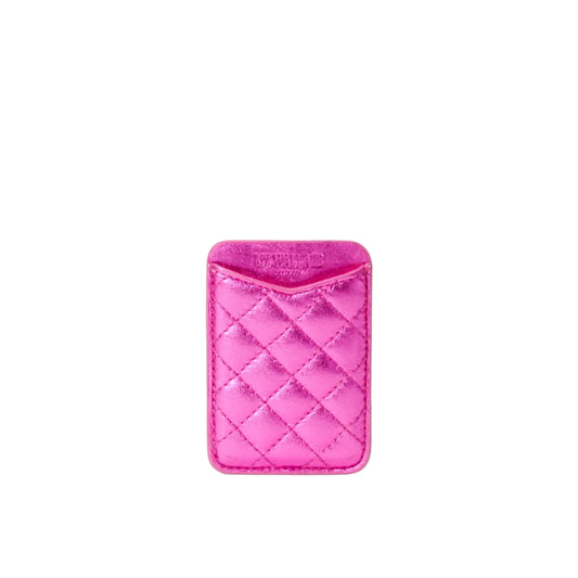 Phone Card Case - Hot Pink Metallic Leather