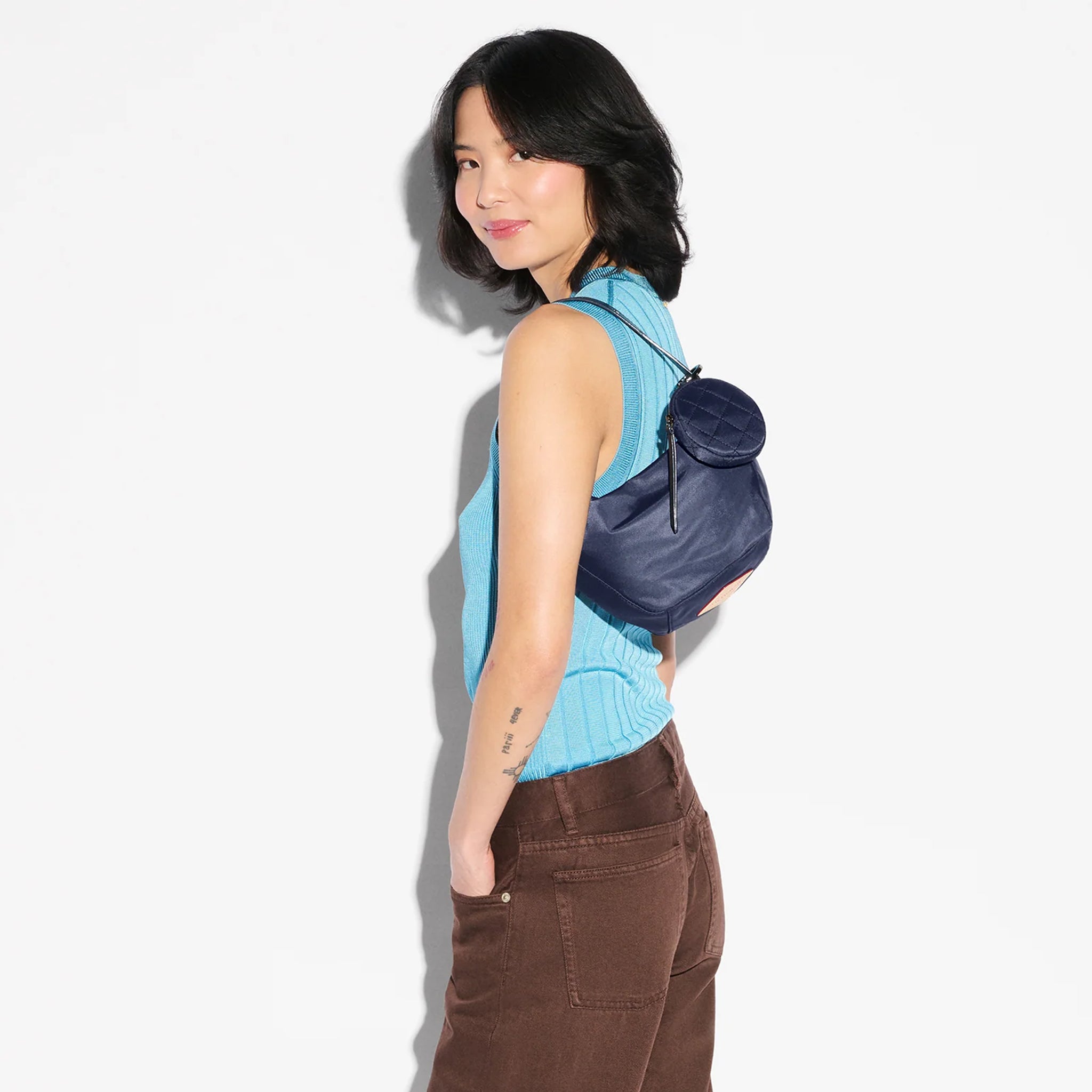 Navy Small Waverly Hobo