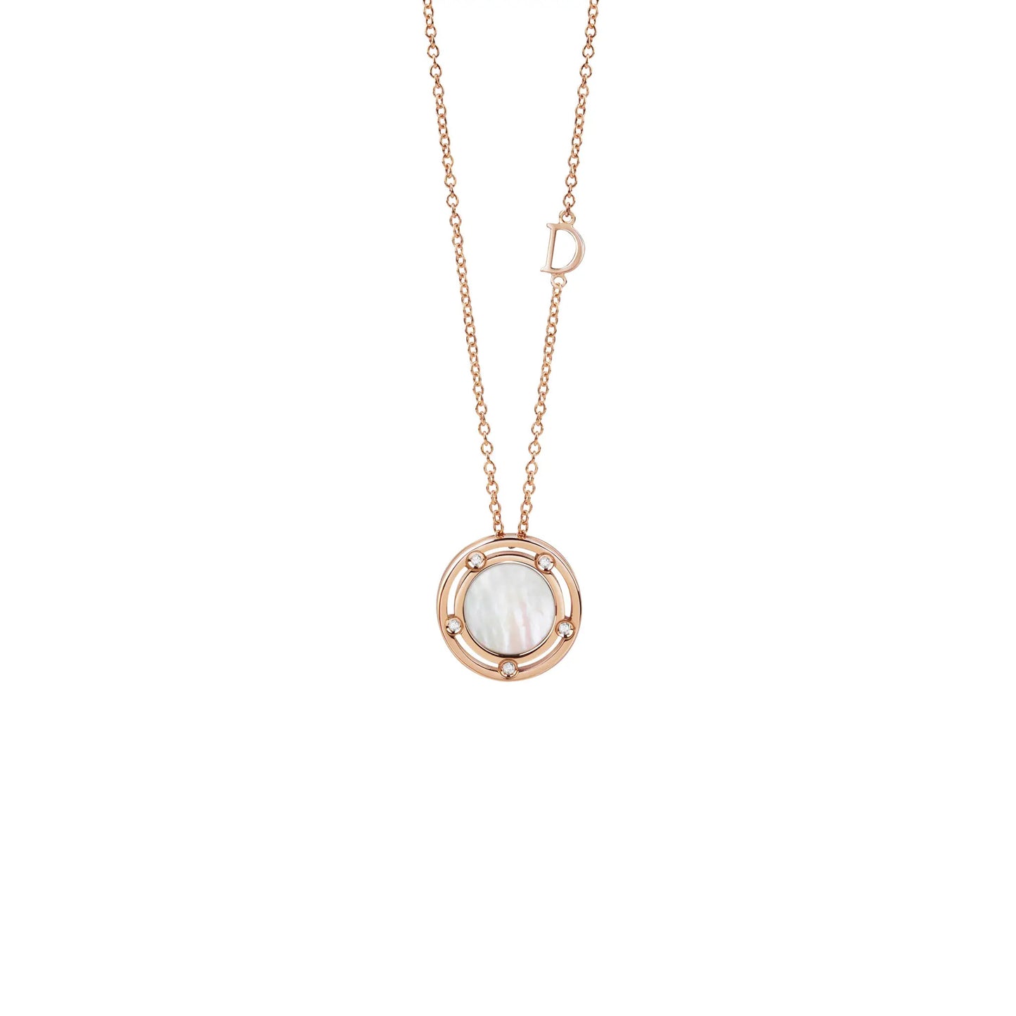 D.SIDE Pink gold mother of pearl and diamonds necklace