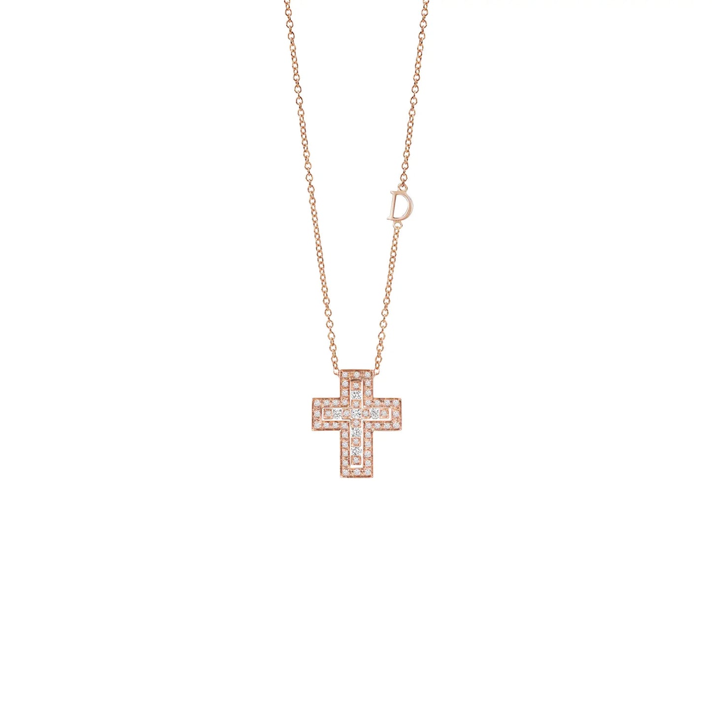 BELLE ÉPOQUE Pink gold and diamonds necklace 19x16 mm