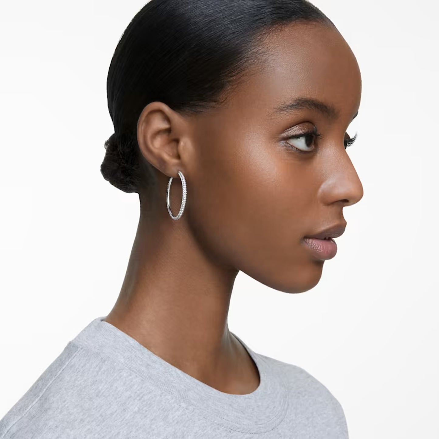 Stone hoop earrings