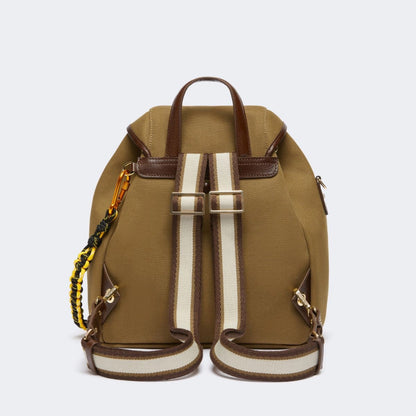 Cotton and leather backpack - BRONZE