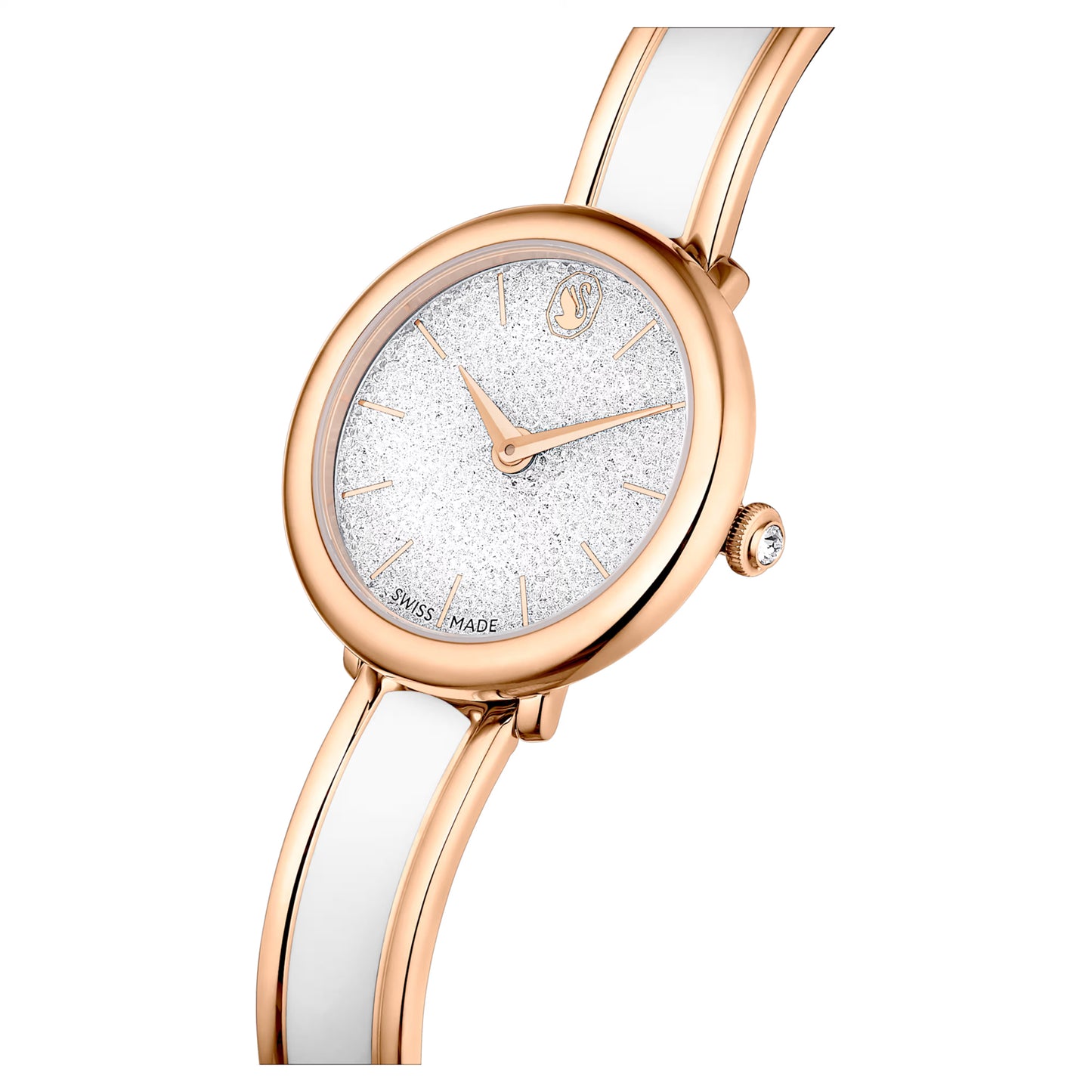 Crystalline bangle watch - White, Rose gold-tone finish  ON SALE 30%