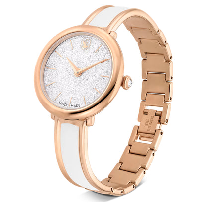 Crystalline bangle watch - White, Rose gold-tone finish  ON SALE 30%