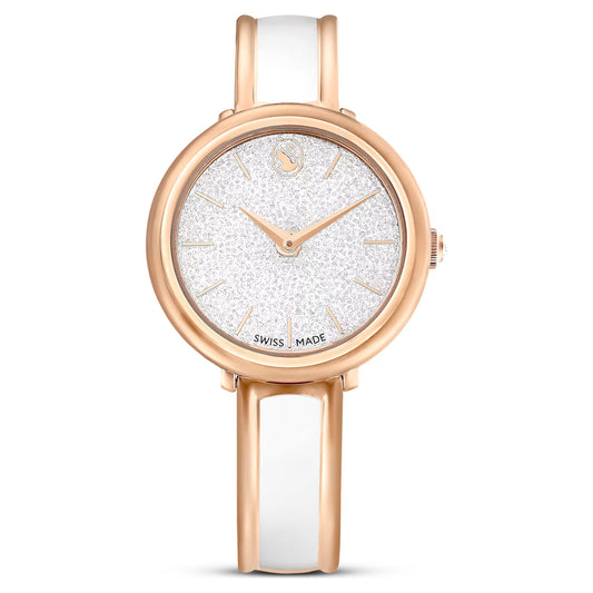 Crystalline bangle watch - White, Rose gold-tone finish  ON SALE 20%
