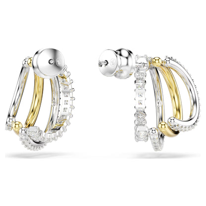 Hyperbola hoop earrings Mixed cuts Mini White Mixed metal finish