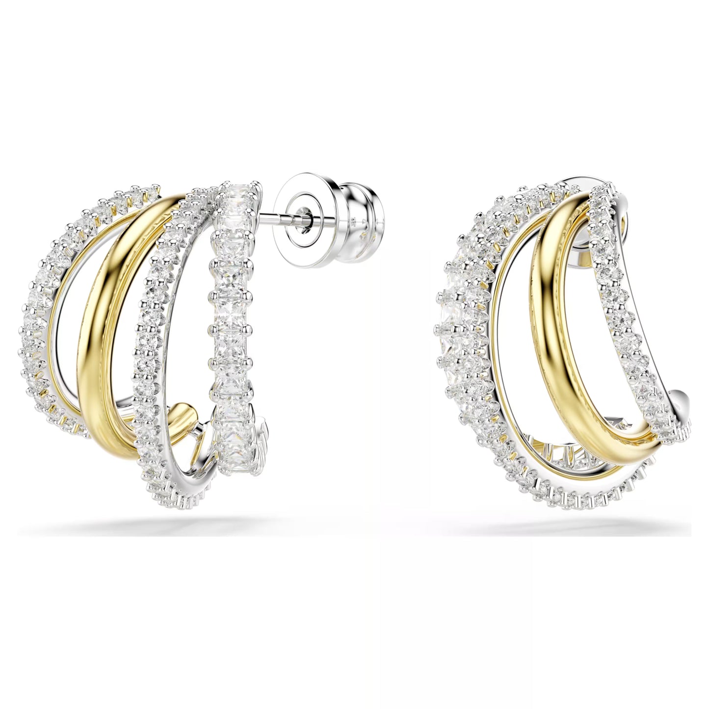 Hyperbola hoop earrings Mixed cuts Mini White Mixed metal finish