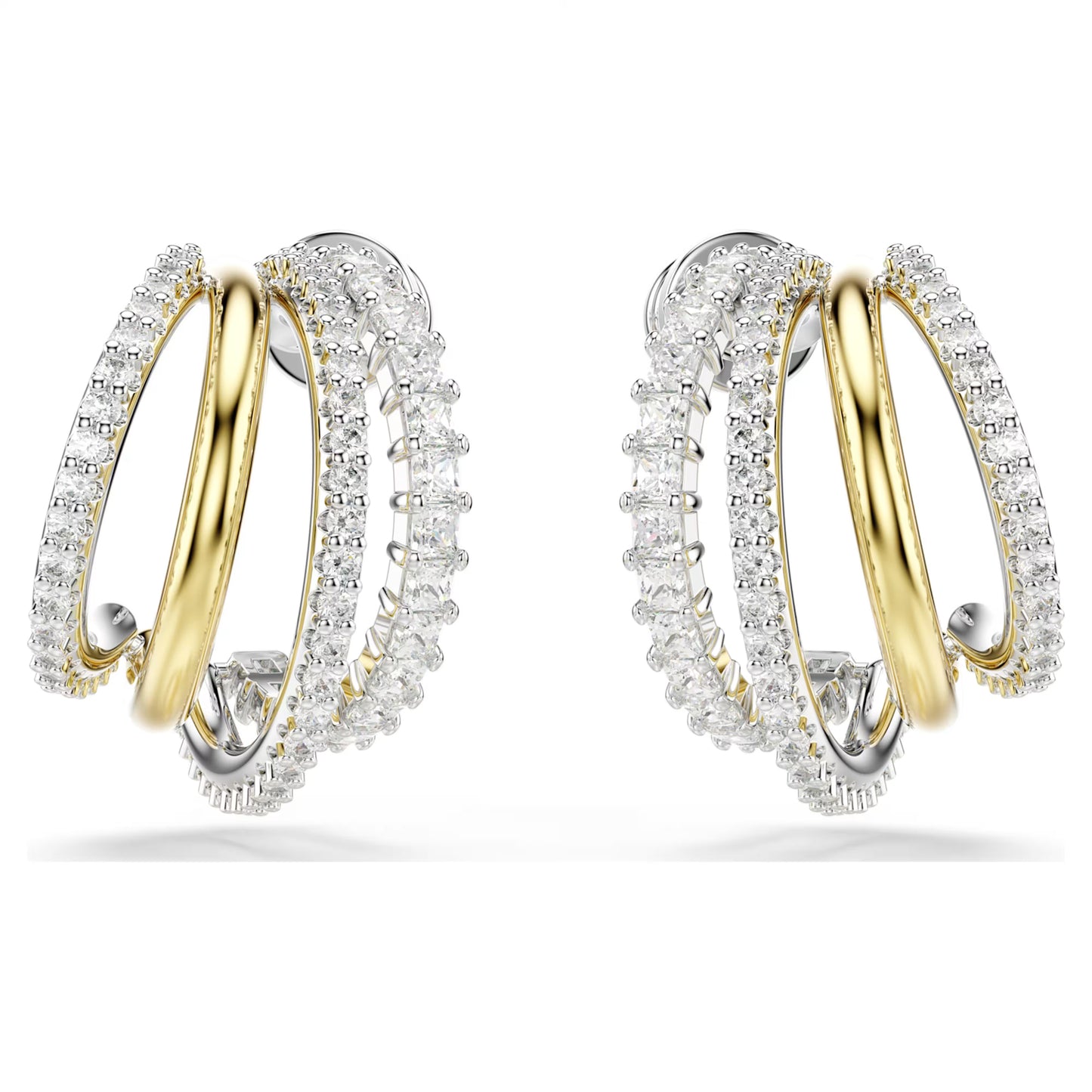 Hyperbola hoop earrings Mixed cuts Mini White Mixed metal finish