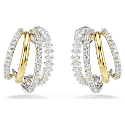 Hyperbola hoop earrings Mixed cuts Mini White Mixed metal finish