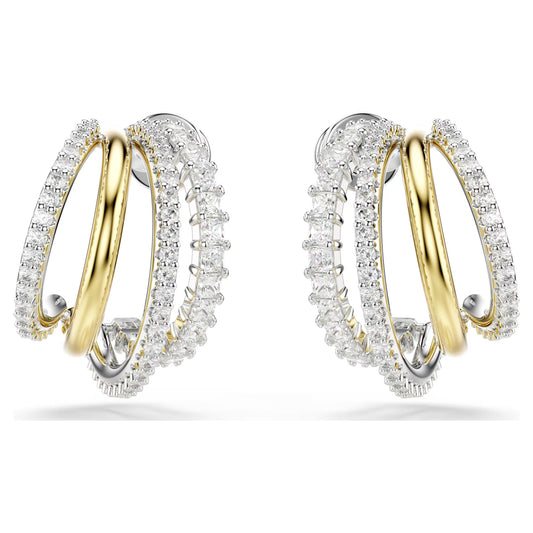 Hyperbola hoop earrings Mixed cuts Mini White Mixed metal finish