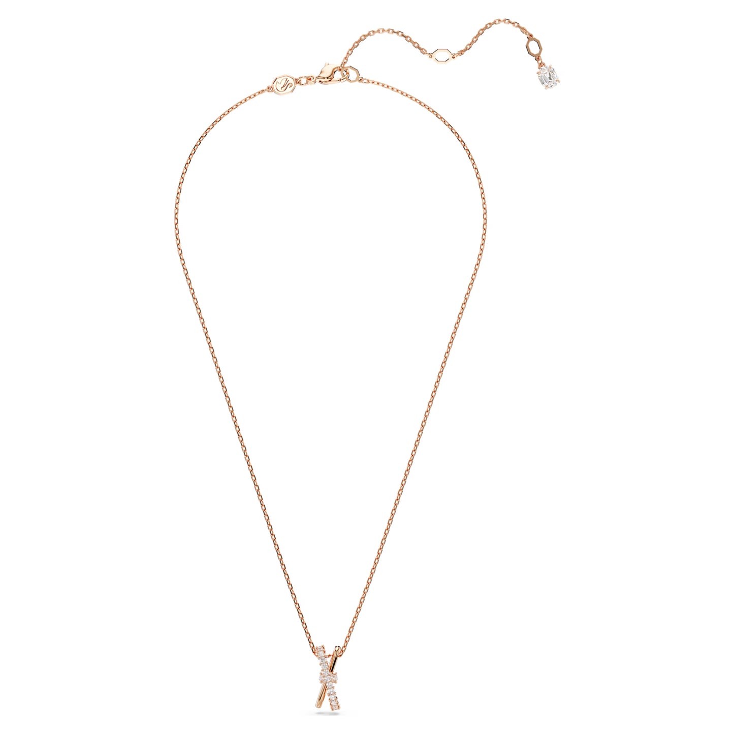 Hyperbola pendant Mixed cuts Twist White Rose gold-tone plated