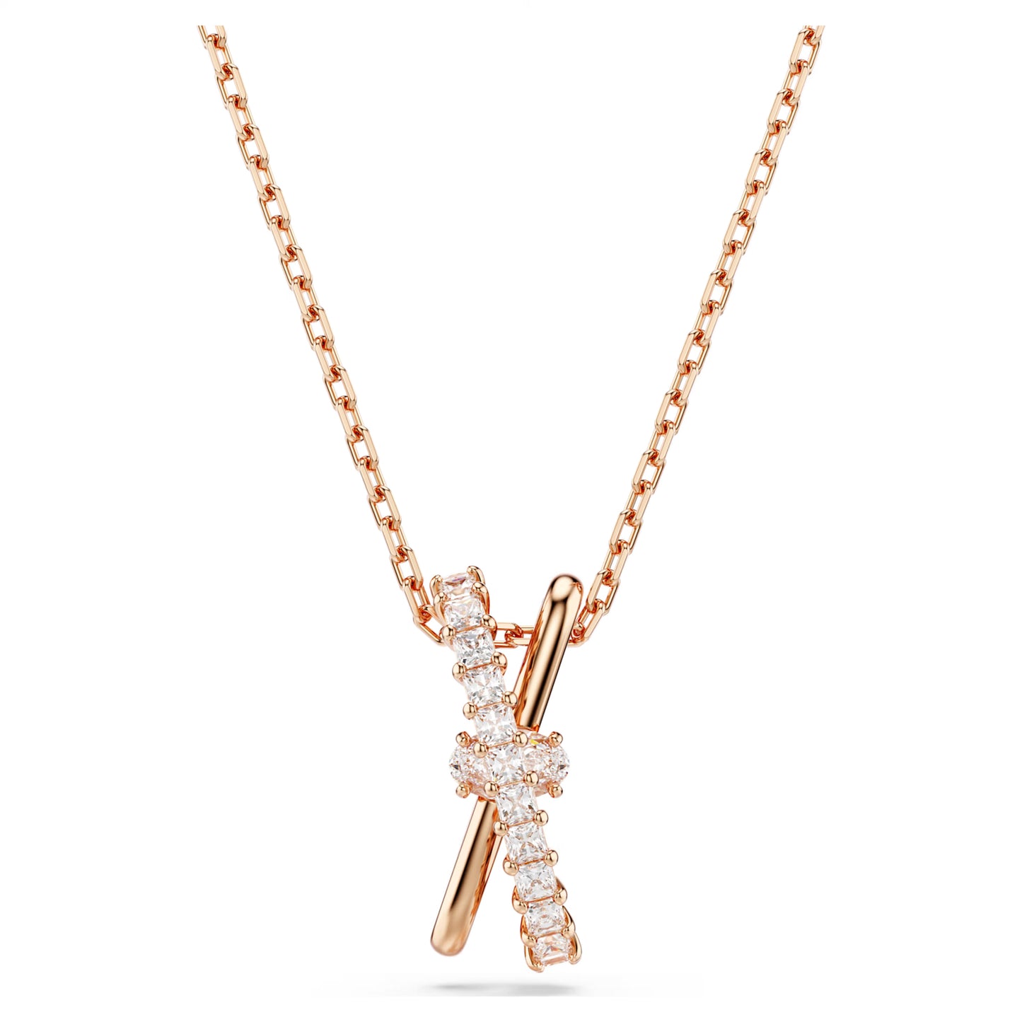 Hyperbola pendant Mixed cuts Twist White Rose gold-tone plated