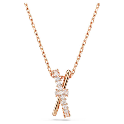Hyperbola pendant Mixed cuts Twist White Rose gold-tone plated