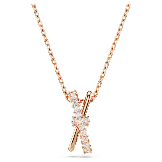 Hyperbola pendant Mixed cuts Twist White Rose gold-tone plated