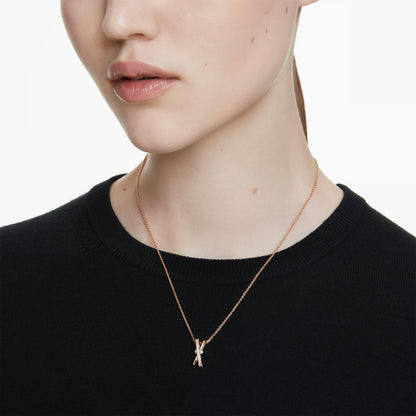 Hyperbola pendant Mixed cuts Twist White Rose gold-tone plated